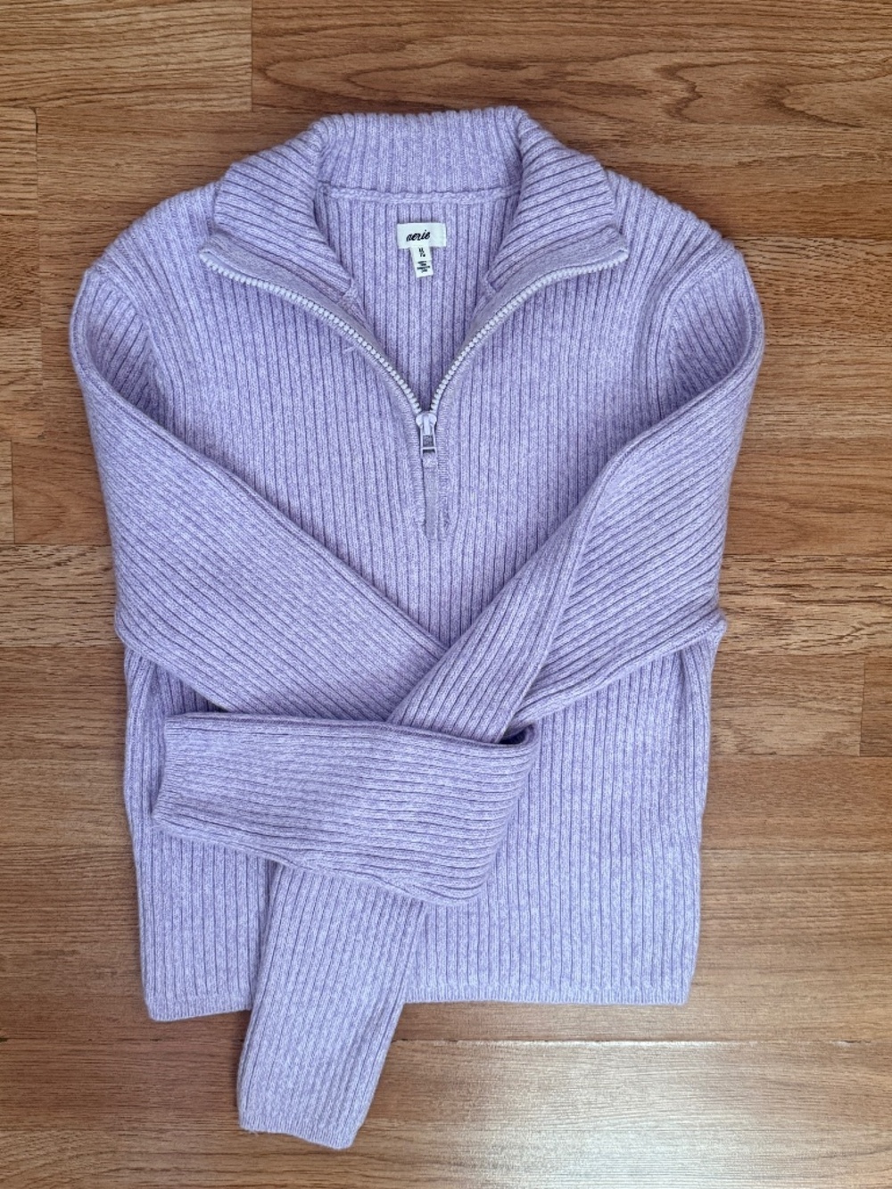 Aerie Ribbed Cropped Sweater Quater Zip Mock Neck